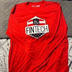 Fintech Men's Vibrant Red Long Sleeve Tee